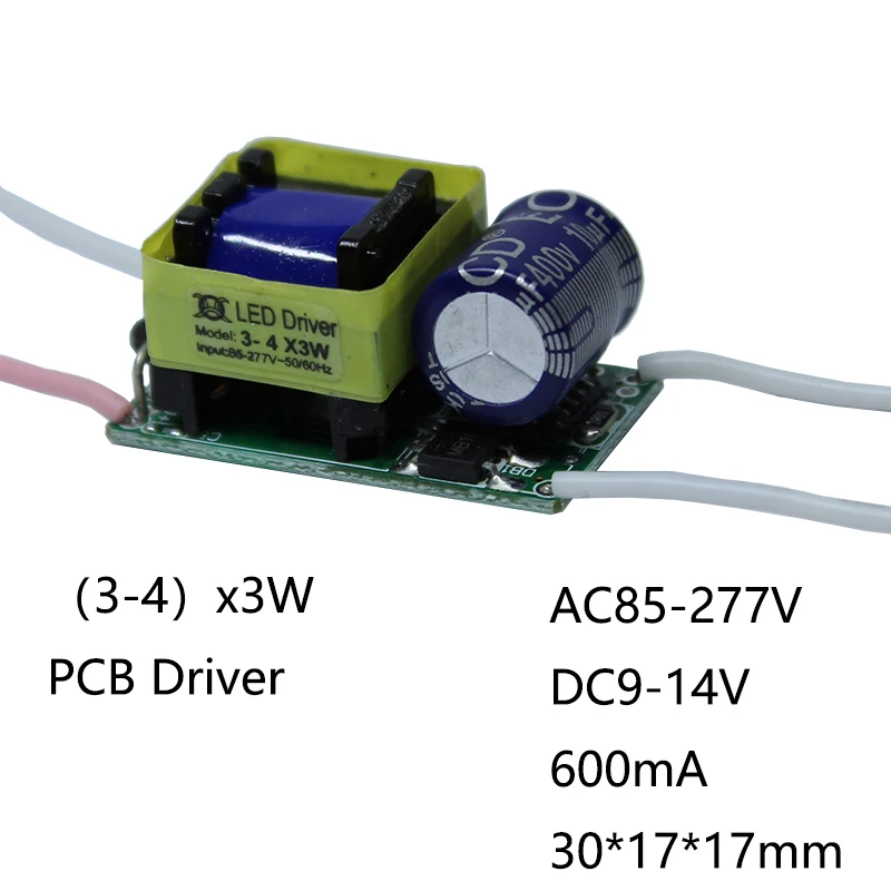 10 шт. 3-4x3w светодиодный драйвер, 3x3 Вт 4x3 Вт 600мА постоянный ток, выход 9-15 в светодиодный трансформатор для 9 Вт 12 Вт E27 GU10 E14 B22 Драйвер лампы