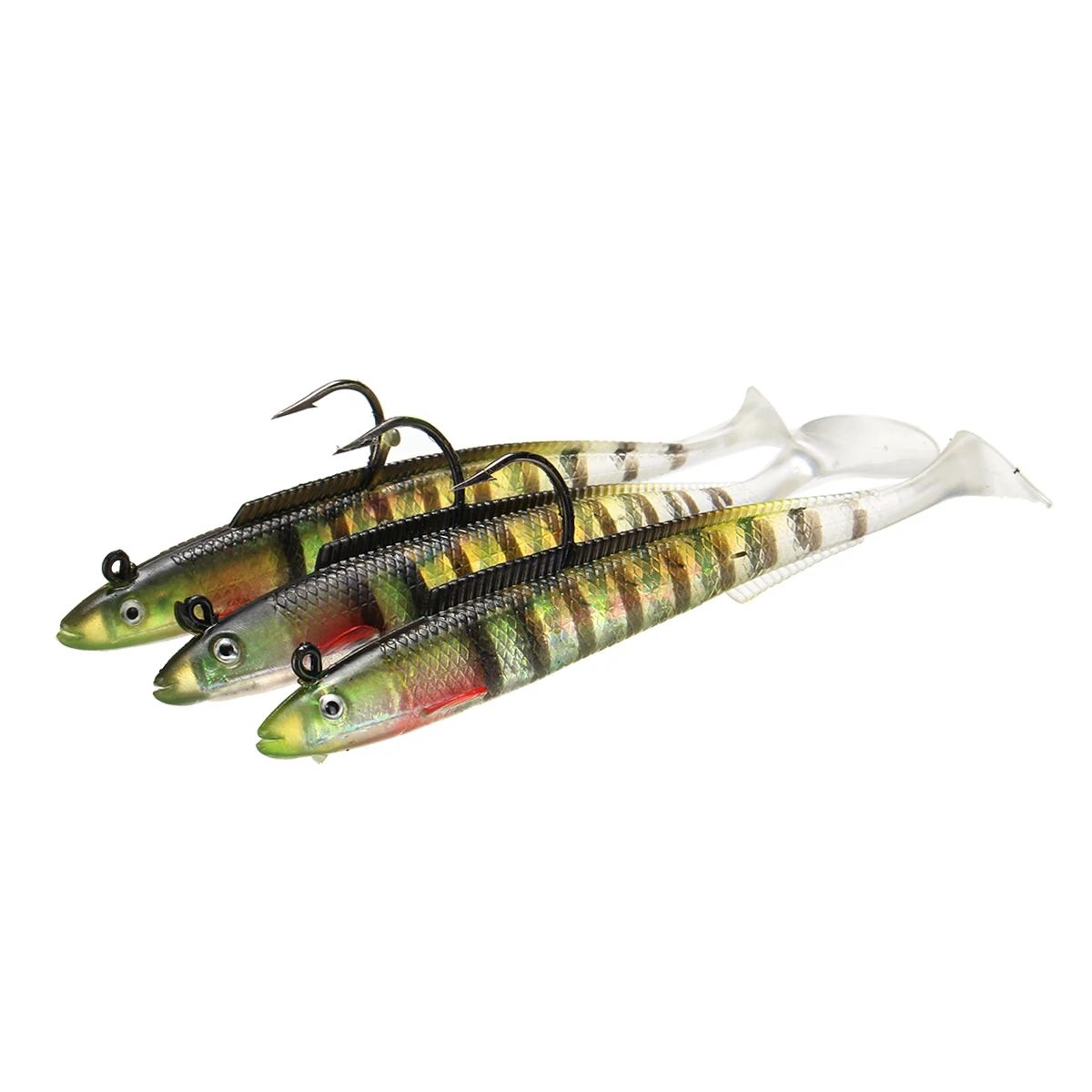 GREEN BLACK 3 шт./компл. приманки для ловли рыбы, 3D глаза погружающийся, мягкий искусственная приманка Лазерная Светоотражающая приманки Cod бас Тамарин минтай рыболовные приманки для моря - Цвет: GREEN BLACK