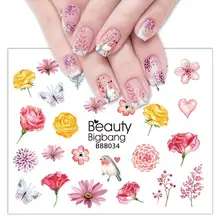 Красивые наклейки для ногтей BIGBANG, наклейки для птиц, кактус, 1 лист, переводная вода, Красивые Украшения, дизайн, сделай сам, цветной тату, наконечник для ногтей