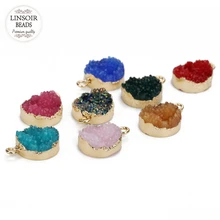 5 шт./лот, резиновые друзы, кварцевые амулеты, круглые подвески, 13,5 мм диаметр для браслета, сделай сам, для изготовления ювелирных изделий