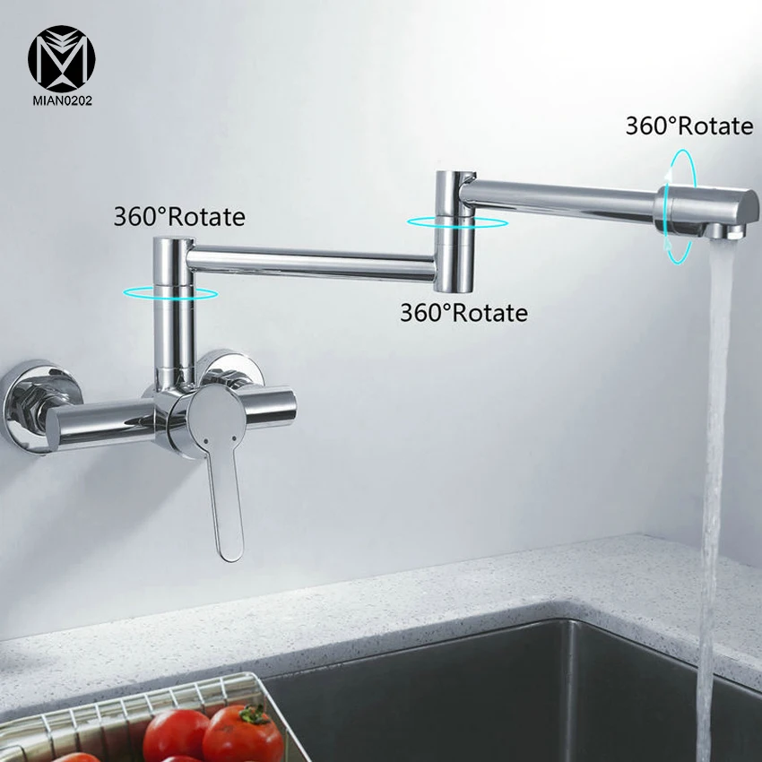 Kitchen Faucets Wall Mount Single Handle Chrome Mixer Bar Taps Bathroom Sink Faucet Kitchen Sink Faucets Tap&Mixer