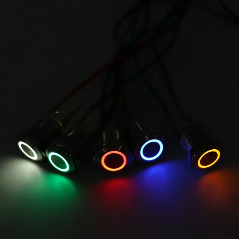 

1PC 12MM Self-Recovery LED 3V 5V 6V12V 24V 220V Metal Button Switch Instantaneous Button Automatic Reset LED Waterproof Button