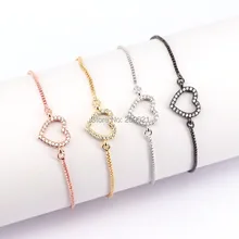 10 шт. дизайн микро Pave CZ кубический цирконий браслеты с сердечками высокое качество женские ювелирные изделия