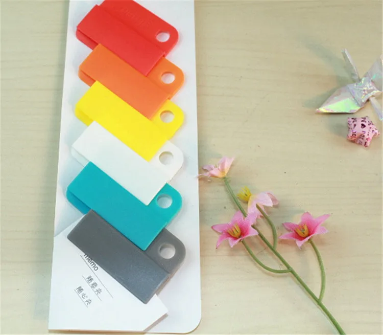

100 sets notebook Memo Clip Creative Stationery Easy Clips colored label paper clip folder labels casual clips 6 PCS/SET