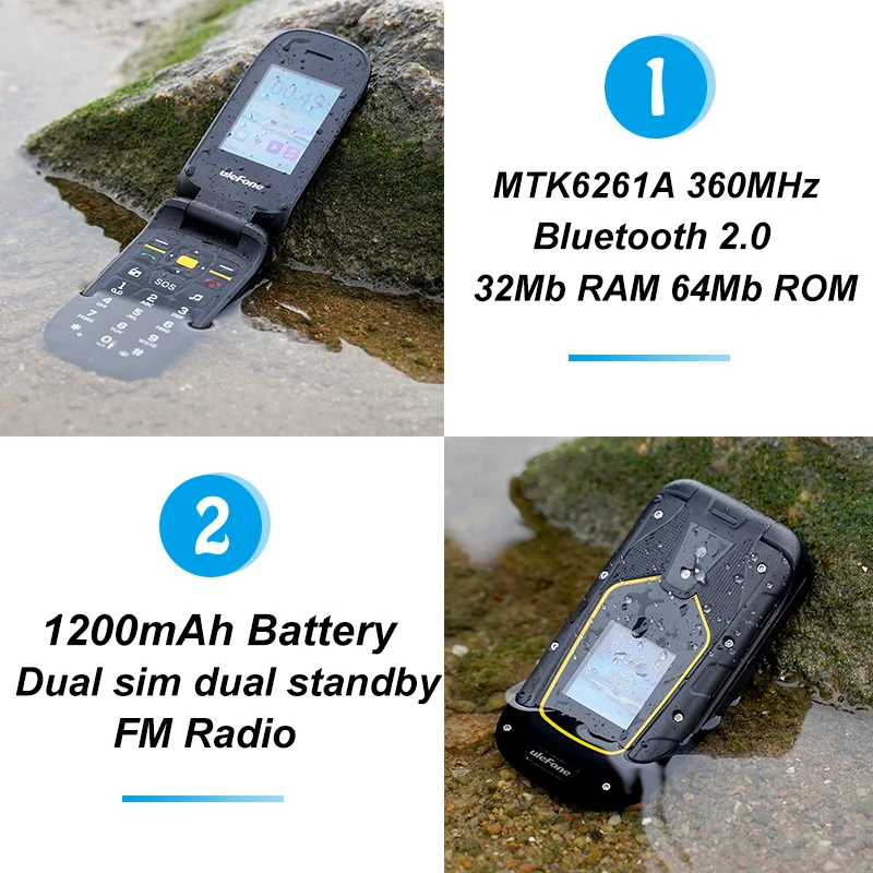 Ulefone Armor раскладной мобильный телефон IP68/IP69K Водонепроницаемый двойной экран 2 4