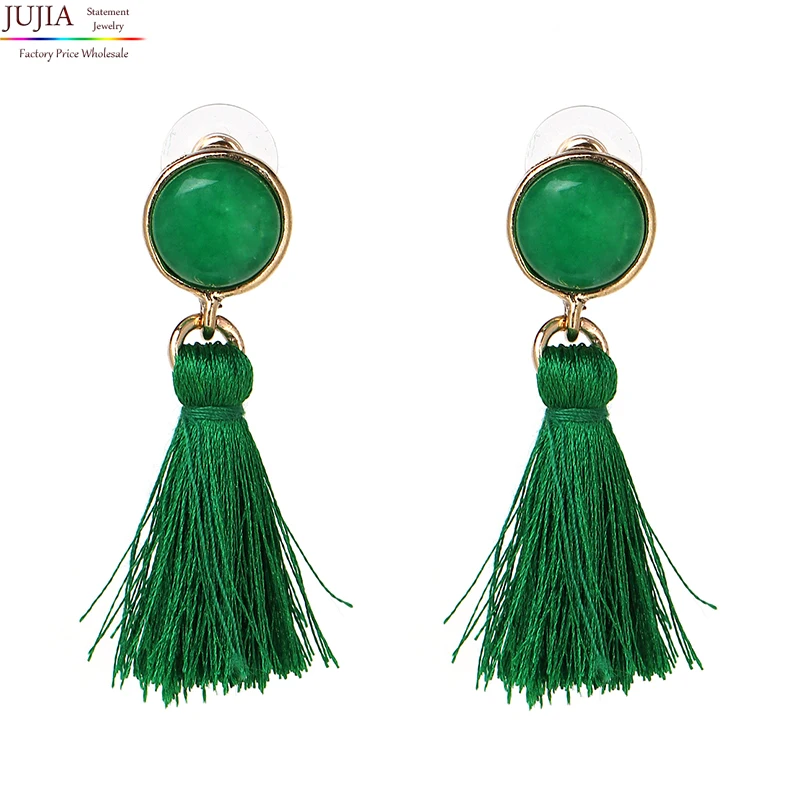 

2019 JUJIA New tassel earring high quality women fashion design stone statement stud Earrings for women