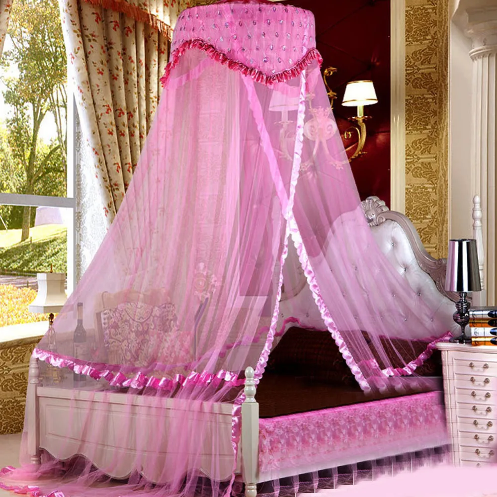 NEW ANTIQUE STYLE HANGING MOSQUITO NET FLORAL BED CANOPY FLY INSECT PROTECTION