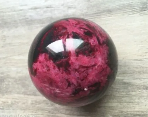 Beautiful Natural Peach Blossom Stone Jade Ball Onl Crystal Sphere Healing 50MM 