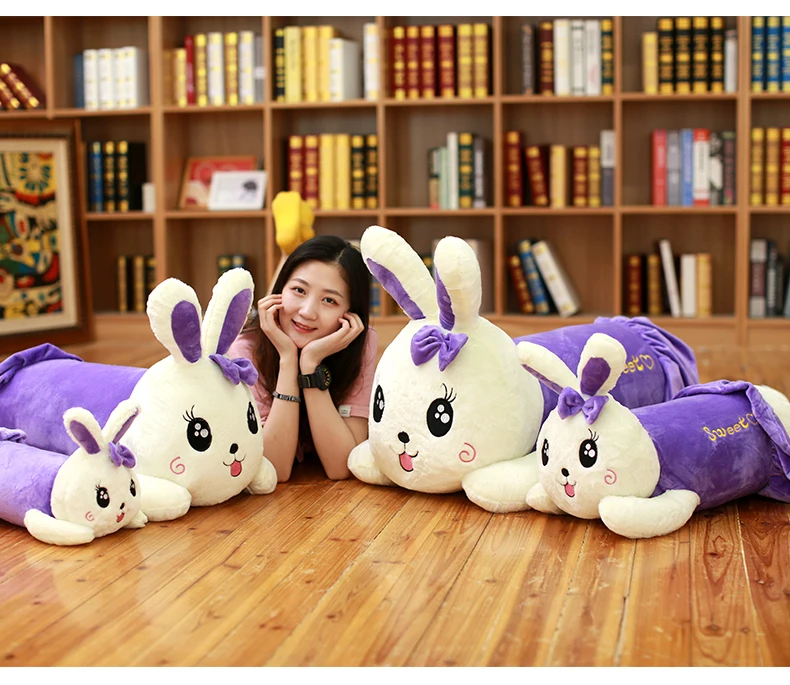 Dorimytrader Kawaii Rabbit Pillow Plush Toys Doll Giant Stuffed Bunny Sleeping Pillow for Girl Gift Wedding Decoration 43inch 110cm DY50509  (1)