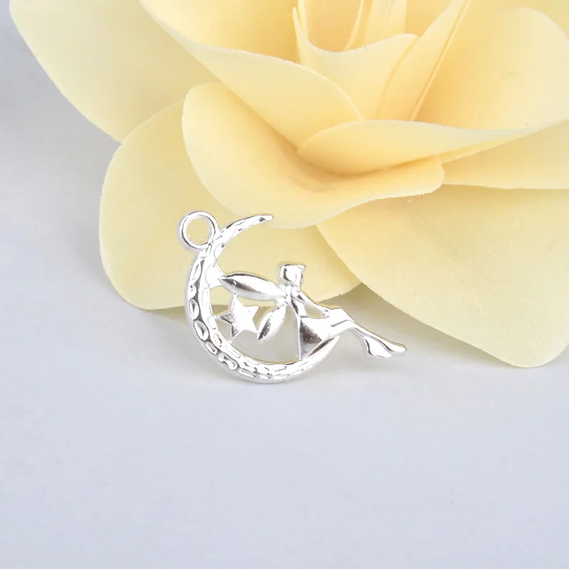 

30PCS 24*13MM Antique Bronze Plated Zinc Alloy Bracelet Charms Moon fairy Charms Diy Handmade Jewelry Findings