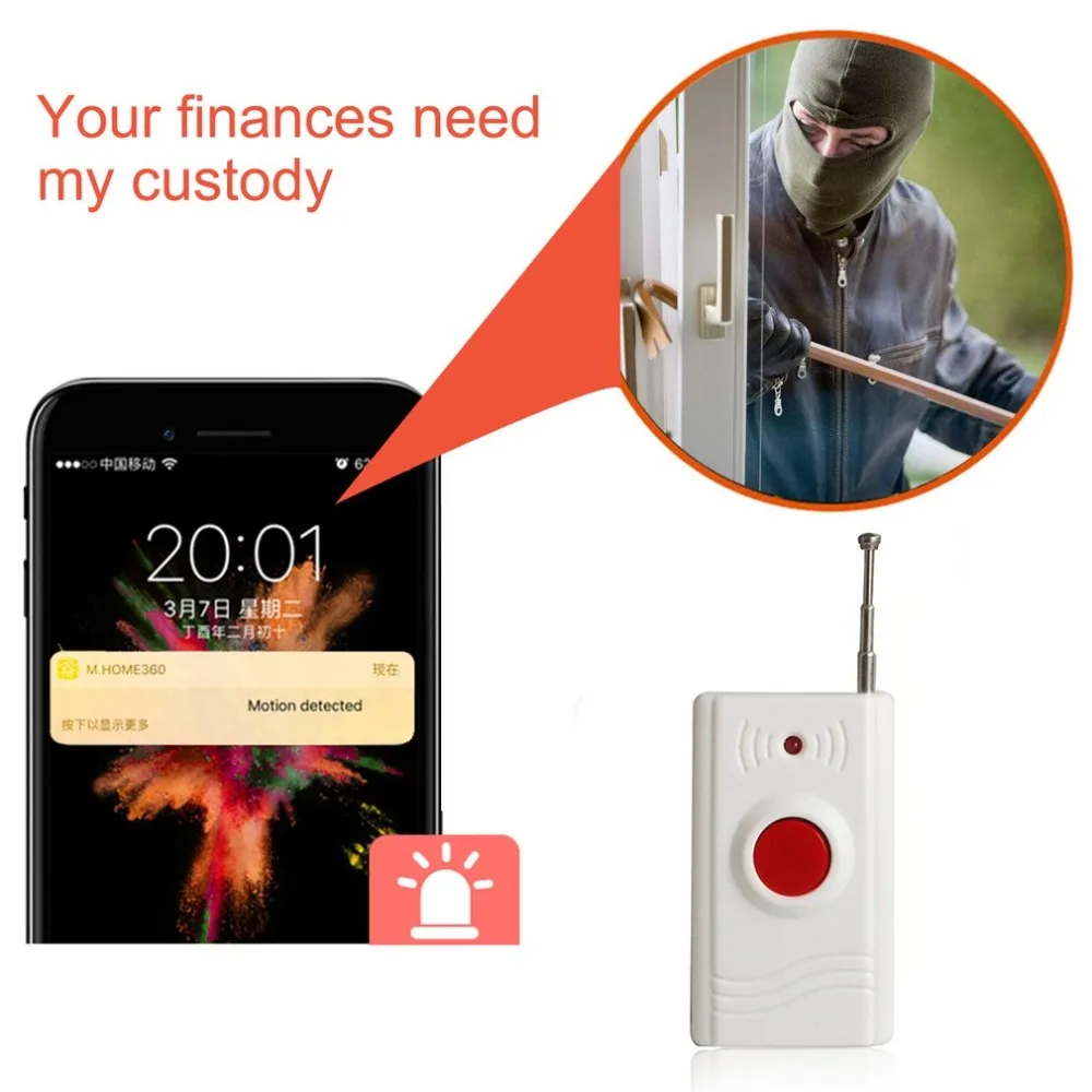 

New One Key Emergency SOS Button Alarm Button 315MHZ Wireless Panic Button for Home Security Alarm System