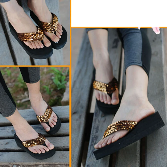 Шлепанцы женские на танкетке сандалии высоком каблуке обувь для кофе|wedge flip flops|high
