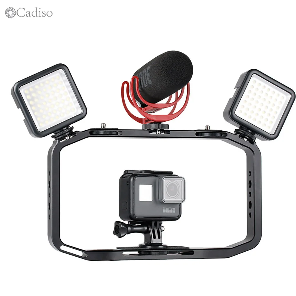 

Cadiso Camera Cage U Rig Phone Adjustable Live Interview Stabilizer Support Recording Rig for Gopro Camera Smartphone