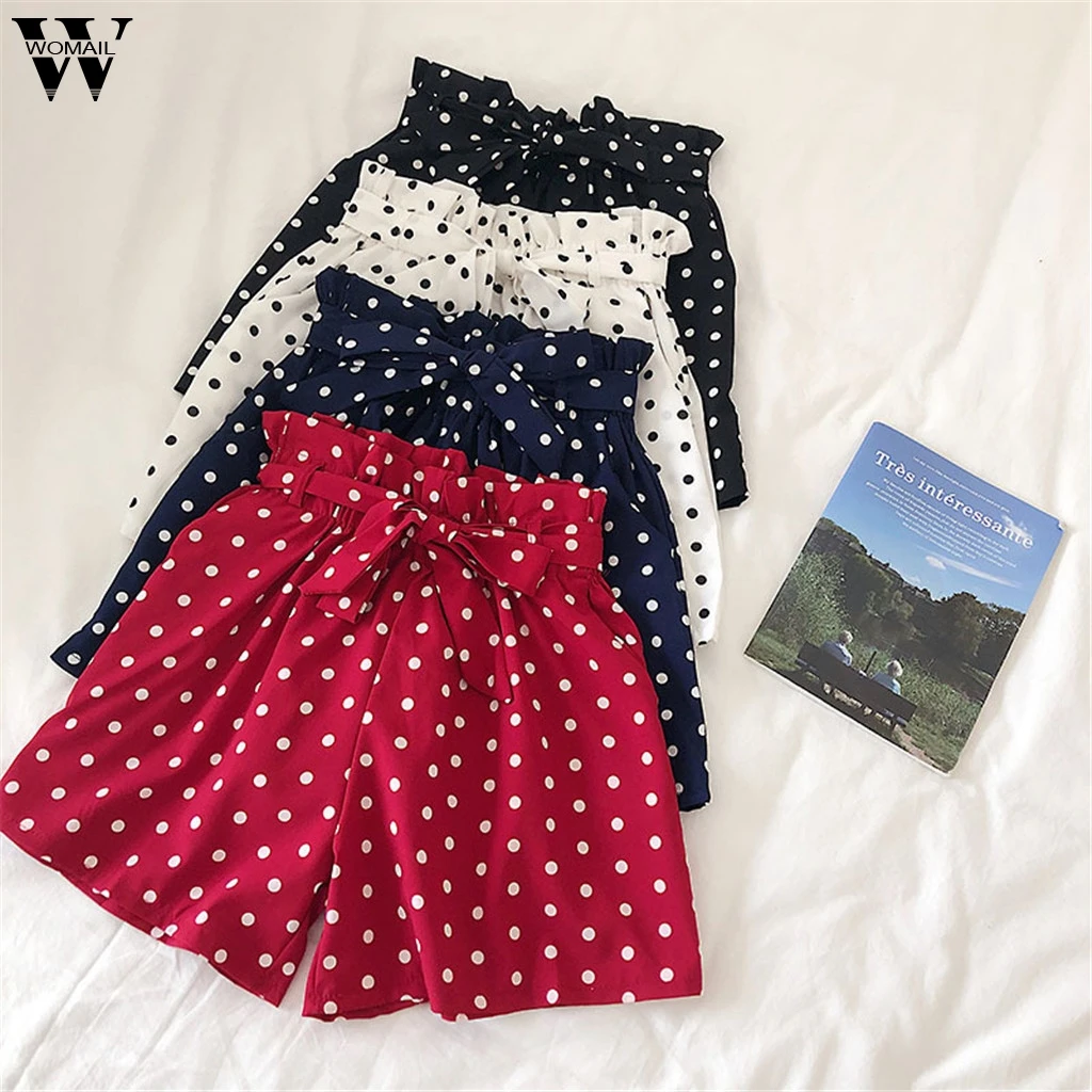 

Womail Shorts 1pc Women's Summer Casual Sexy Ladies Polka Dot Shorts Lace Casual High Waist Short Beach Elasticity 2019 May28