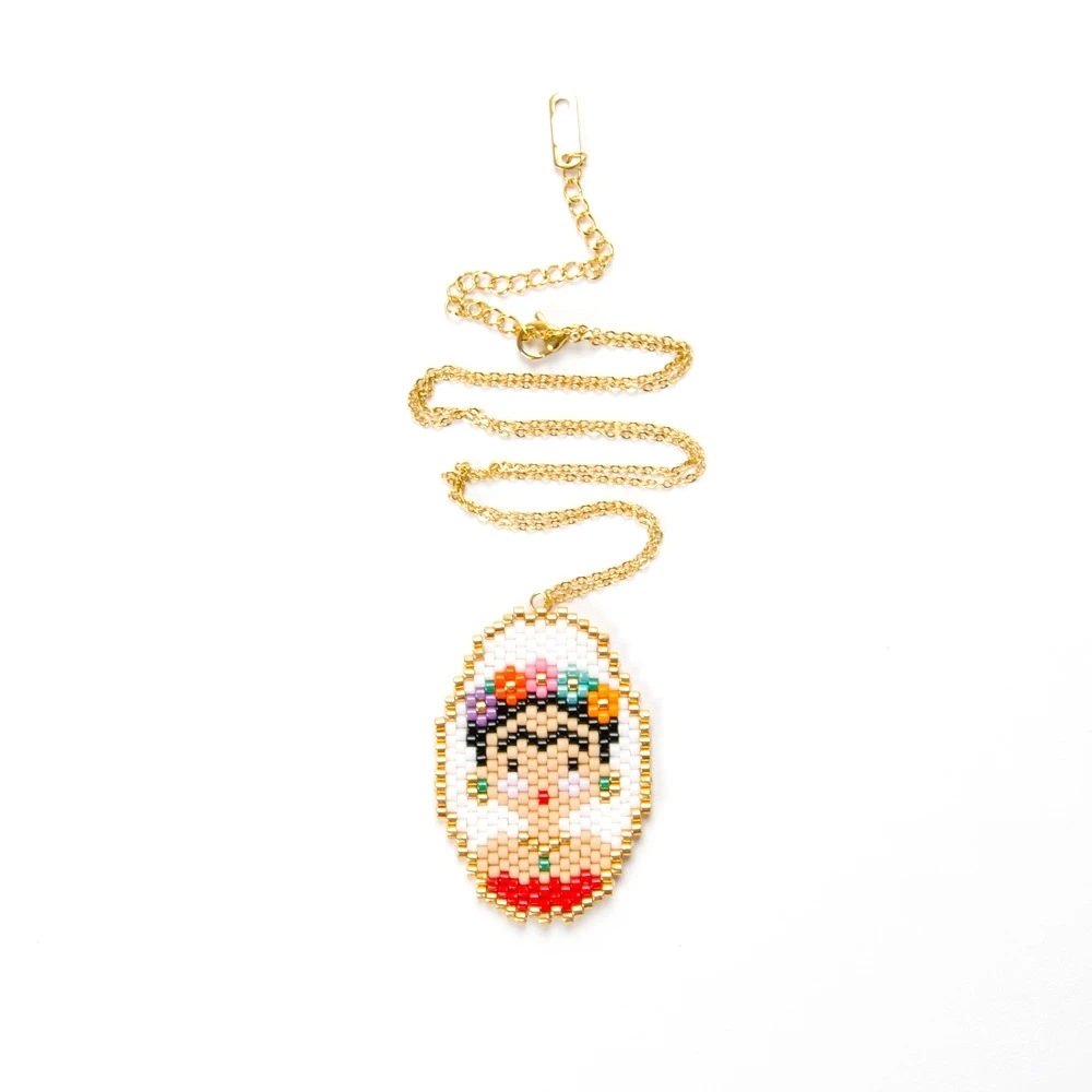 

Fashion necklaces 2019 miyuki tila personalized necklace frame cute face suspension stainless steel necklace woman free shipping