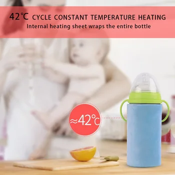 

USB Baby Bottle Warmer Portable Travel Milk Warmer Infant Feeding Bottle Heated Cover Thermostat S7JN