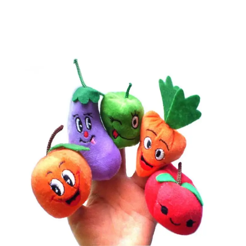 

10Pcs Cartoon Vegetable Fruit Dolls Finger Puppets Set Mini Plush Baby Boys Girls Story Telling Hand Cloth Doll Educational Toys