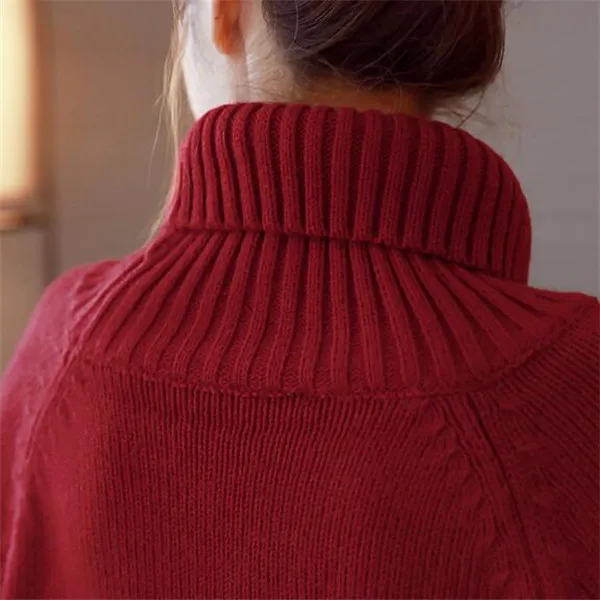 Rlyaeiz однотонный вязаный свитер с воротником-хомутом, женский модный Повседневный пуловер, Осень-зима, уличная одежда, женские свитера
