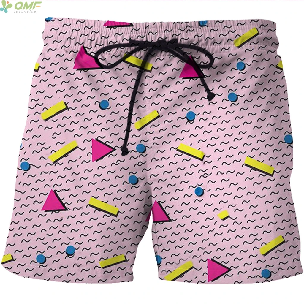 Colorful Geometric Digital Print Brand Streetwear Mens Shorts
