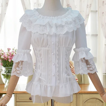 

Princess sweet lolita Brocade Garden Lolita shirt flare sleeve shirt ZJY041