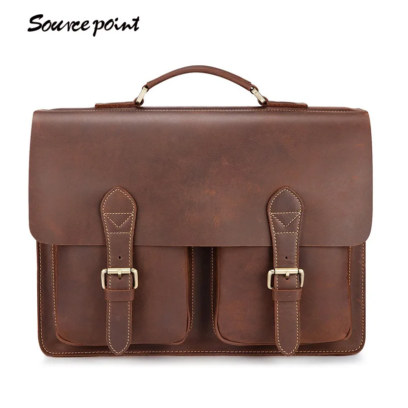 Yishen Handtaschen griff Aktentasche Brown Brown Portfolio Top Retro Umhängetasche Aus Geschäfts Tasche Schulter Echtem Leder Männer 88 Yd dark rHzwqrSE