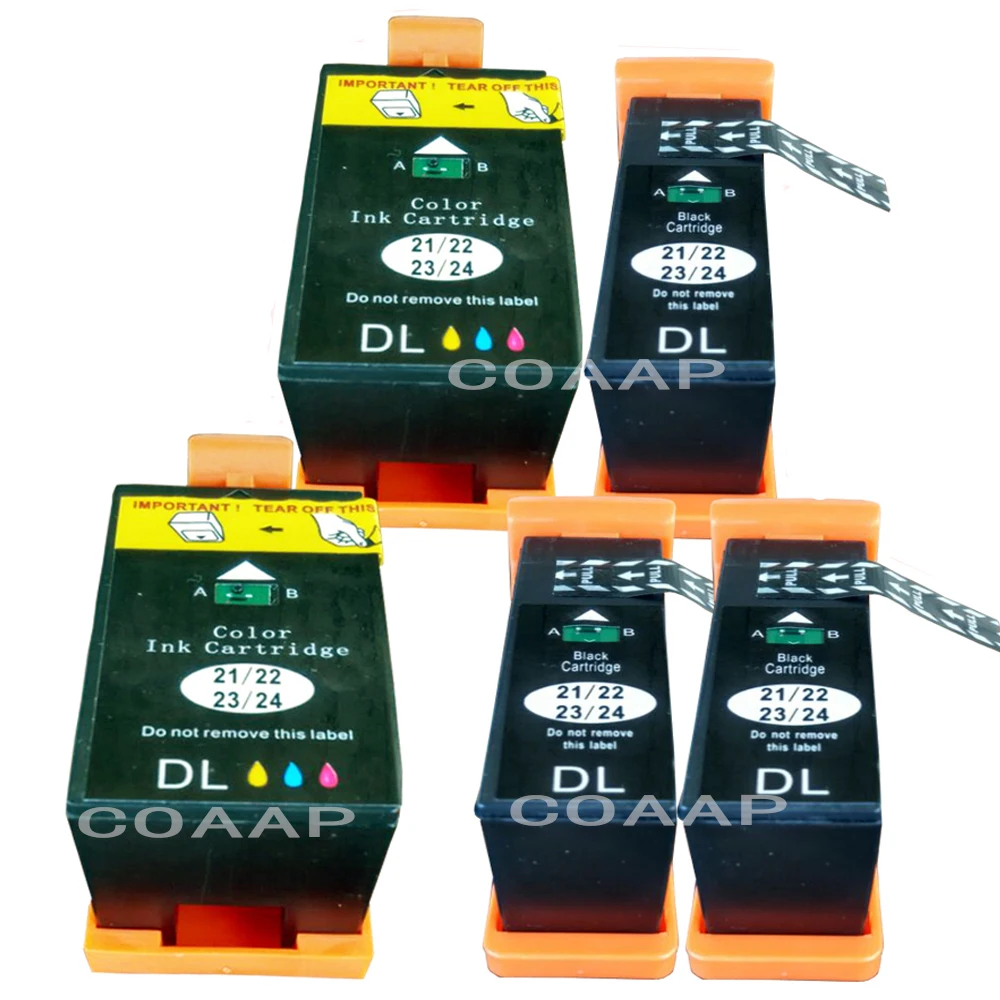 5PK Dell Series 21/22/23/24 Compatible Ink Cartridges Black/Color for