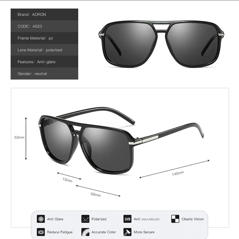 Поляризованные очки Aoron для мужчин и женщин, для вождения на открытом воздухе, мужские очки с защитой от уф400 лучей, унисекс, ретро солнцезащитные очки Oculos