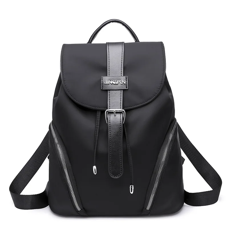 

2018 Fashion Black Highstreet Modern Lady Metal Ring Detail Zipper PU Backpack Streetwear Backpacks School Bags For Girls