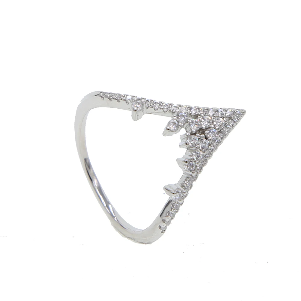 

wholesale factory aaa cz paved V shape thin tiny ring for women delicate dainty ring black cz ring elegant drop shipping