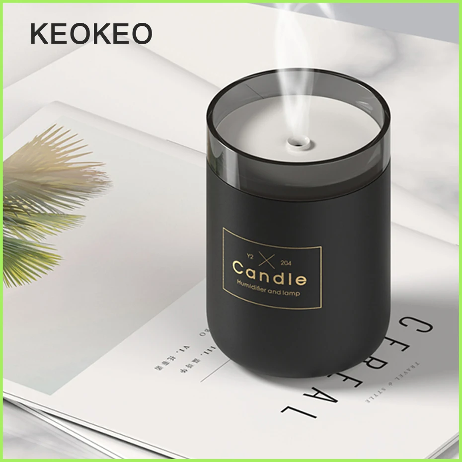 

KEOKEO 300 ml Air Humidifier USB Candle Light Atmosphere Portable Air Humidifier For Office And Home Essential Oil Diffuser