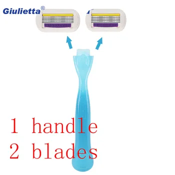 

Giulietta 1 Razor Handle + 2 Razor Blades Manual Shaving Women Razors Blade Shaving Hair Safety Beauty Lady Razor Replace Head