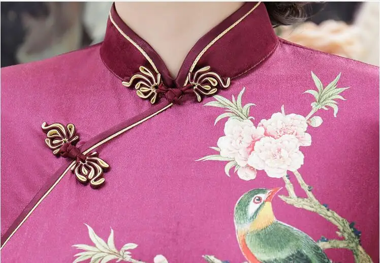 Традиционные длинные Вельветовое платье Для женщин Китайский Cheongsam