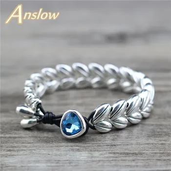 

Anslow Brand Vintage Fashion Jewelry Crystal Rhinestone Heart Leather Bracelet For Women Birthday Party Friend Gift LOW0748LB