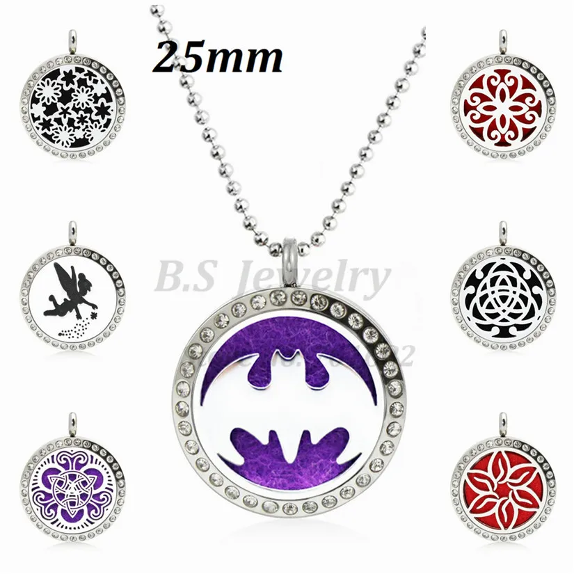 Bat 25mm Diffuser 316L Stainless Steel Necklace Pendant Aroma Essential Oil Diffuser Locket