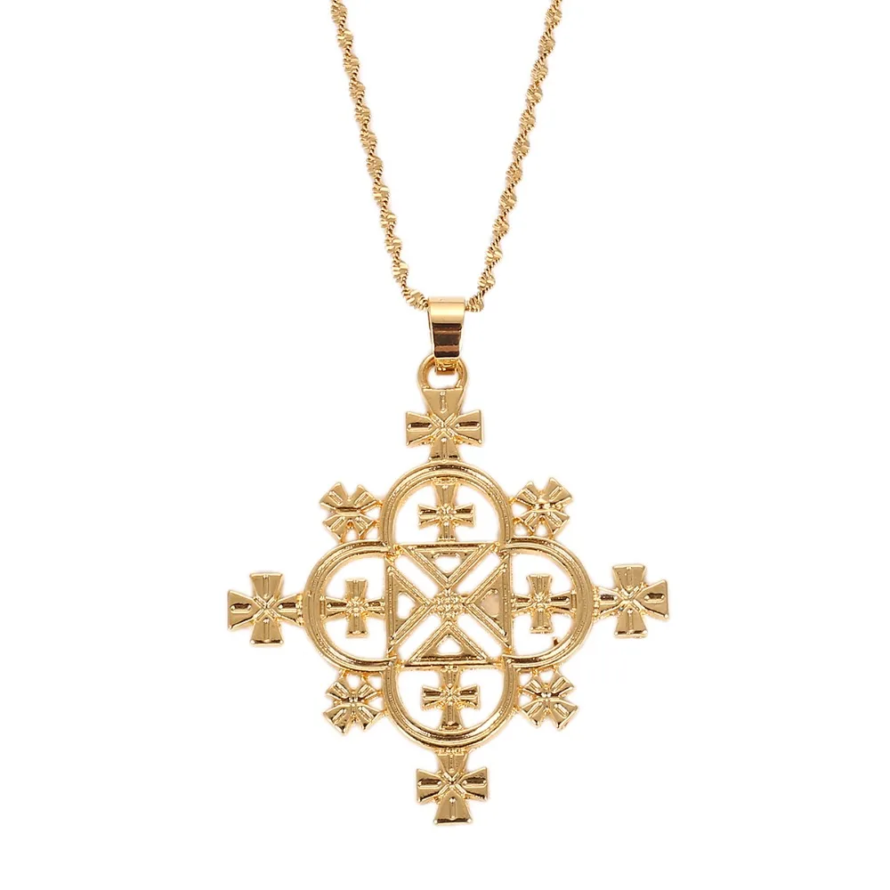 Эфиопский большой крест подвеска ожерелье женский золотой цвет ювелирные изделия Африканский крест Эритреей хабеша ожерелье