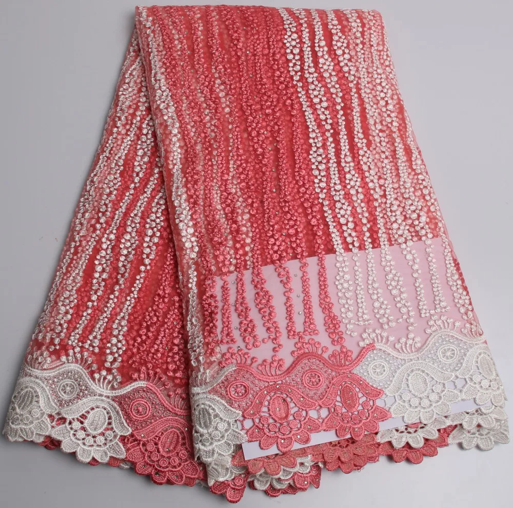 

5yards/lot 2017 High quality Nigerian French Lace African Lace Fabric For Party Dress Peach Africa Women Dress Lace Trim XY01K-2