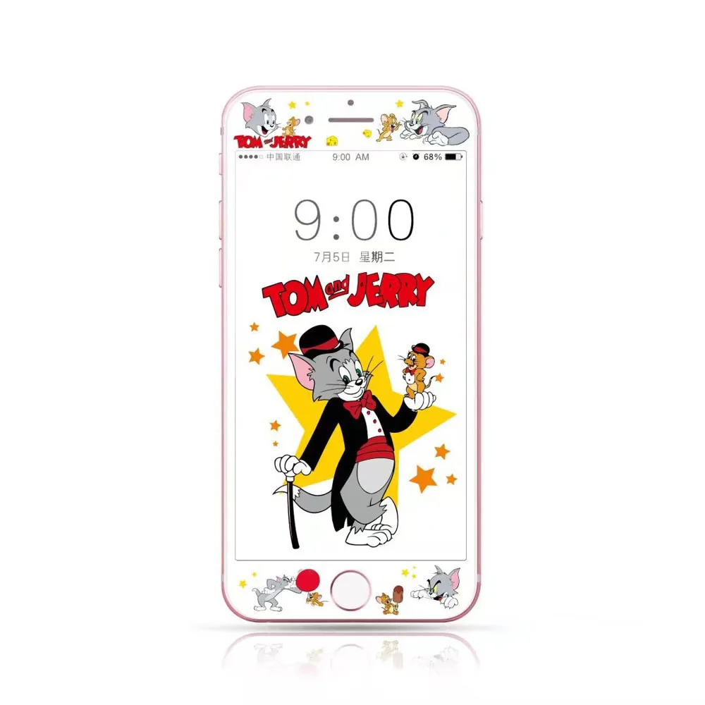 Kitty Защитная пленка для экрана из закаленного стекла для iphone 8 Plus 6 6s 7 Plus Tom Jerry Bear мультяшная 3D изогнутая кромка пленка для полного покрытия DH84 - Цвет: Tom