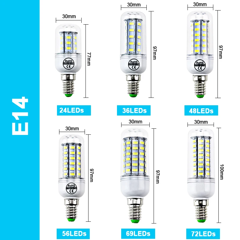 Светодиодный светильник E14 220 в 110 В светодиодный 5730 SMD кукуруза люстра свеча