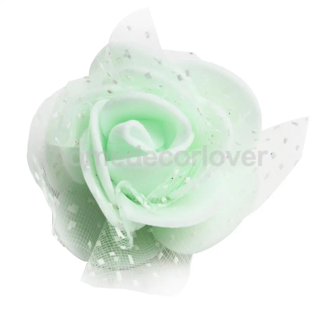 50 Pieces Many Color Mini Artificial Foam Mesh Rose Flower Heads Embellishment for Wedding Crafts 4cm
