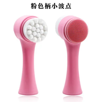 

Double-sided 3D Wash Face Brush Blackhead Removal Facial Cleanser Brush Deep Cleaning Makeup Brush Pink Handle
