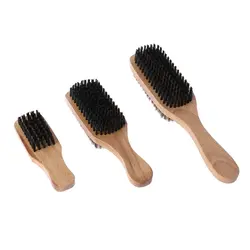 Для мужчин двухсторонний Антистатическая щетка для волос щётка с деревянной ручкой Массажная для лица укладка бороды