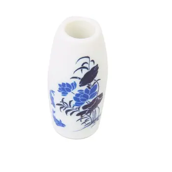 

LHLL!Set of 3Pcs Dollhouse Miniature Plastic Flower Vase---Blue Painted Floral