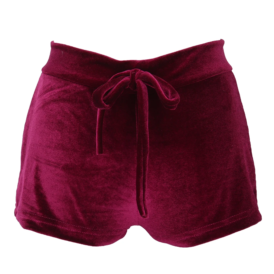 Женские Ретро бархатные милые маленькие вещи розовые винно-красные измельченные бегуны модные шорты хит