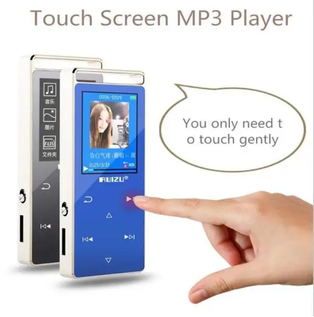 Оригинальный ruizu D01 Сенсорный экран MP3 плееры 8 ГБ с fm Радио книги ПЕДО метров голос