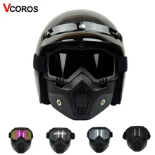 VCOROS Modular Mask Detachable Goggles And Mouth Filter Perfect for Open Face Motorcycle Half Helmet and Vintage Helmets