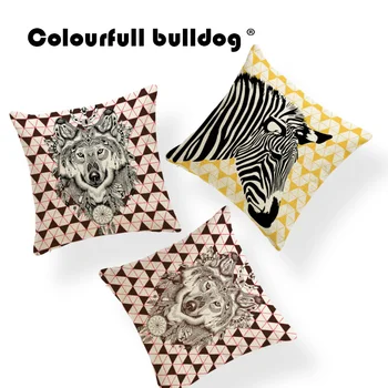 

Animal Horse Stripe Cushion Geometry Diamond Pillowcase Baroque Lounger Chair For Living Room Throw Pillow Case 45X45Cm Linen