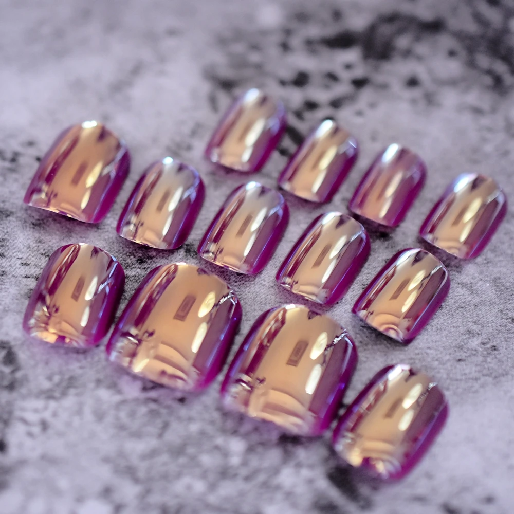 

Chameleon Sparkly Nail Art Fake Nails Grape Purple Pess-on Nails Shiny DIY Decoration Full Cover Tips easy use