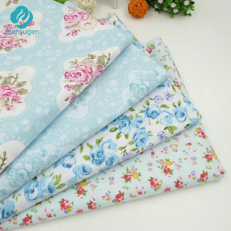 4 шт./лот 40 см* 50 см светильник синий цветочный хлопок Ткань для шитья пэчворк Tissus Telas Лоскутное Тильда кукла ткань