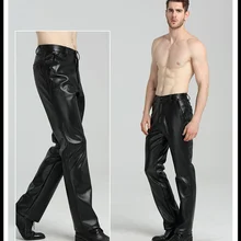 Осенне-зимние новые черные мотоциклетные повседневные кожаные штаны для мужчин, брюки из искусственной кожи, уличная одежда в стиле хип-хоп, мужская одежда