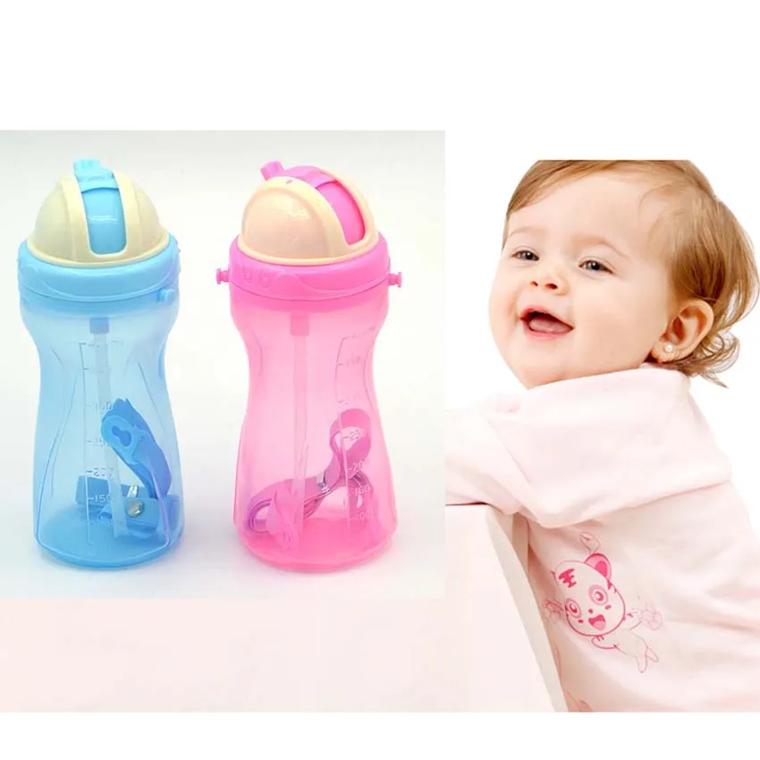400 ML PP Plastic Sippy CupBaby Feeding Bottle Handle Automatic Straw Non-slip Defence Fall Anti Flatulence | Мать и ребенок
